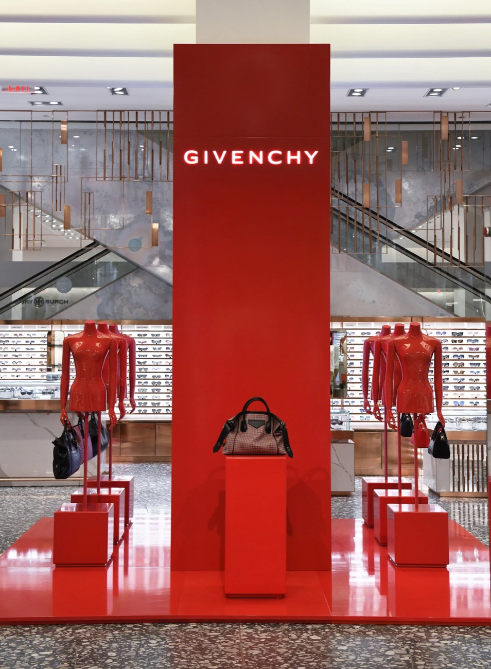Custom retail interior with sculptural fixtures